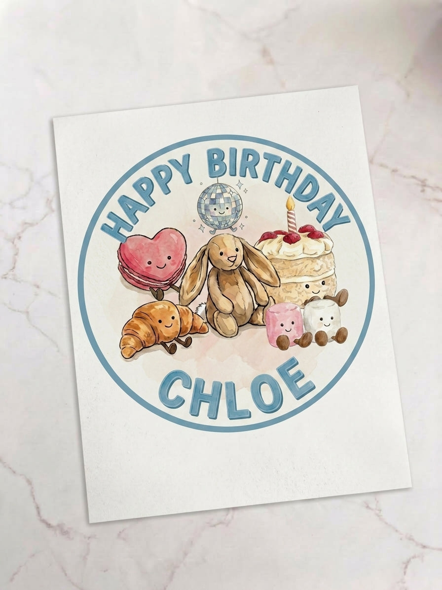 Personalised Plush Large Pre-Cut Icing Round