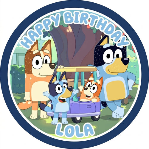 Bluey Custom Large Pre-Cut Icing Round