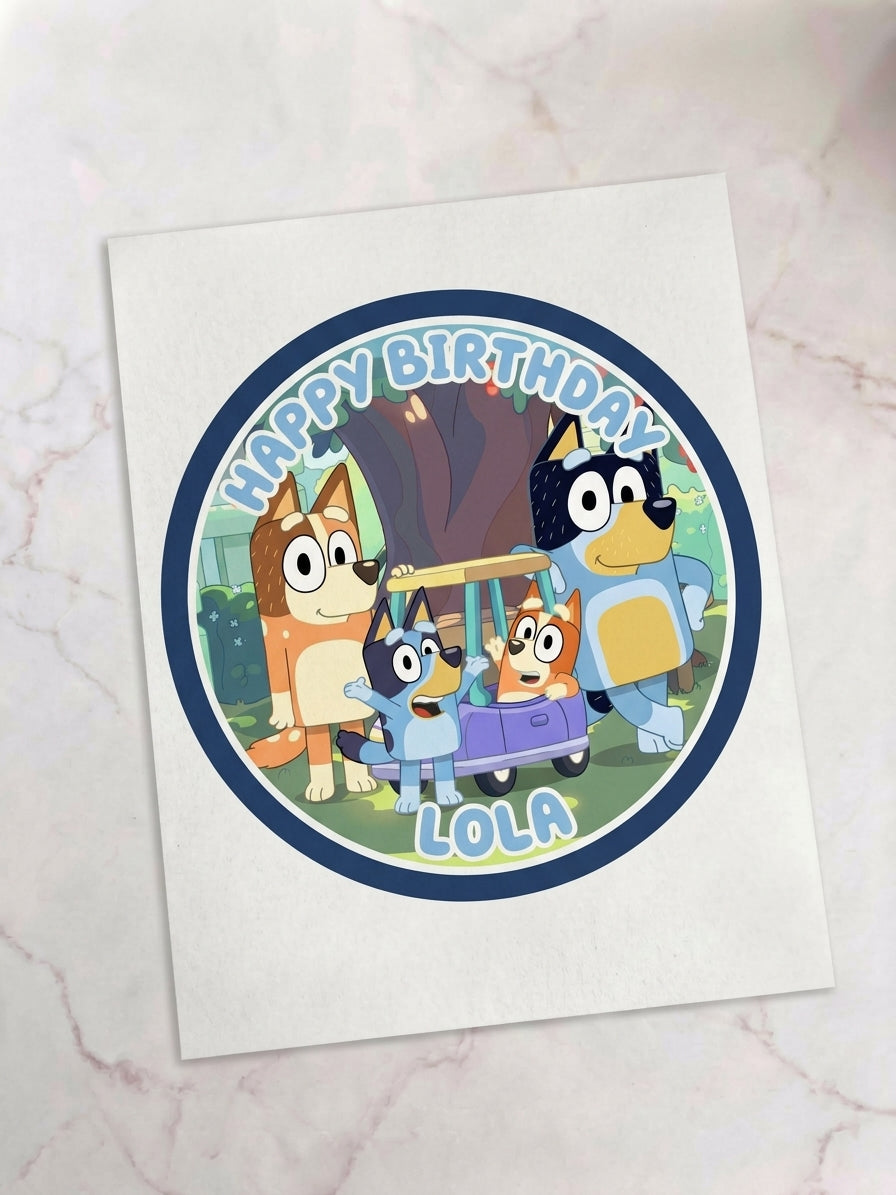 Bluey Custom Large Pre-Cut Icing Round