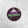 Halloween Green & Purple Large Pre-Cut Icing Round