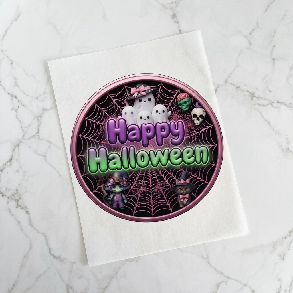 Halloween Green & Purple Large Pre-Cut Icing Round
