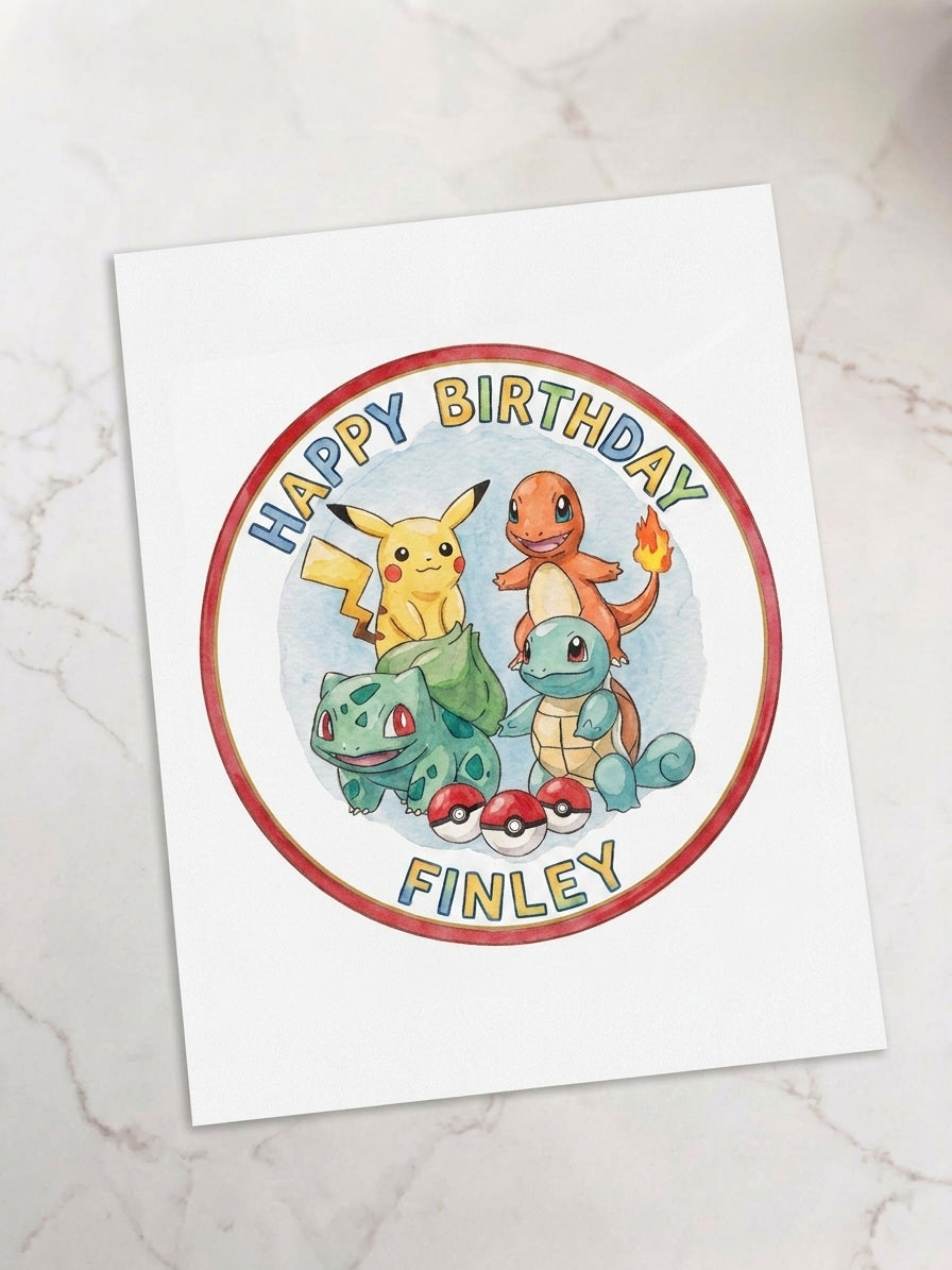 Pokemon Custom Large Pre-Cut Icing Round