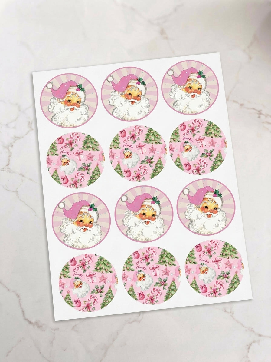 Pink Santa Pre-Cut Icing Sheet